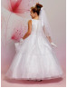 Sleeveless Beaded Organza Flower Girl Dress Pageant Dress